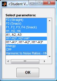 Parameter Selection Window